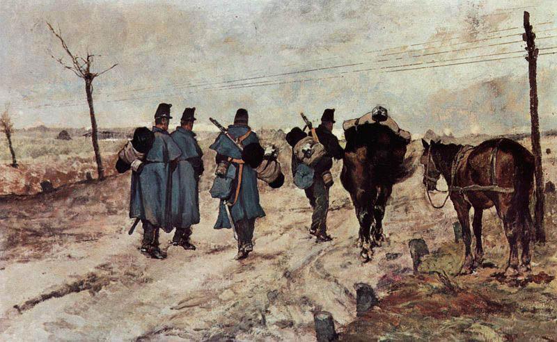 Giovanni Fattori Marschierende Soldaten oil painting image